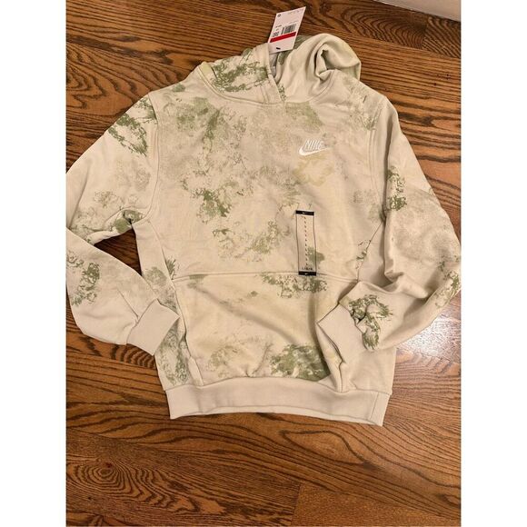 Nike Kids Club French Terry Marbled Green Hoodie Size Large New - Picture 3 of 5